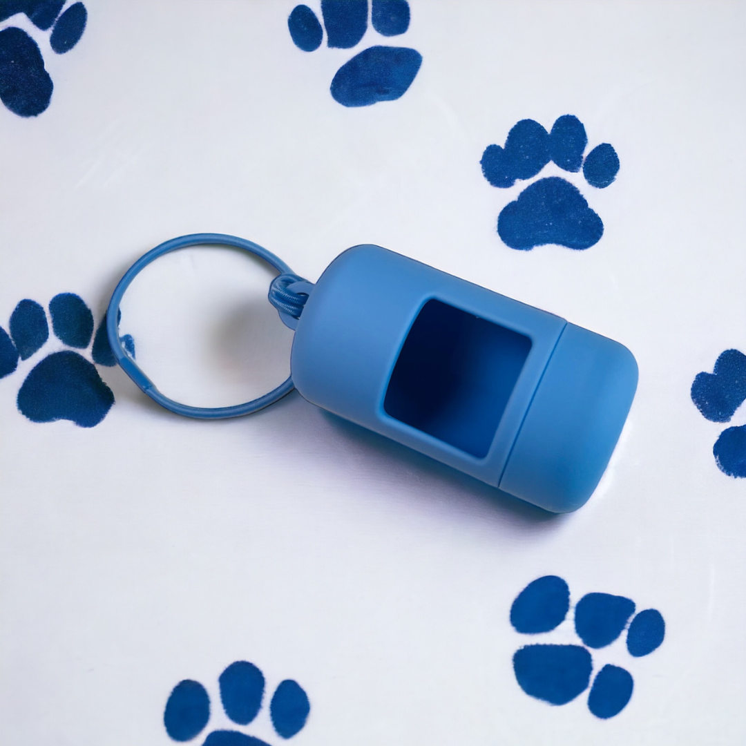 Dog poop bag dispenser in blue