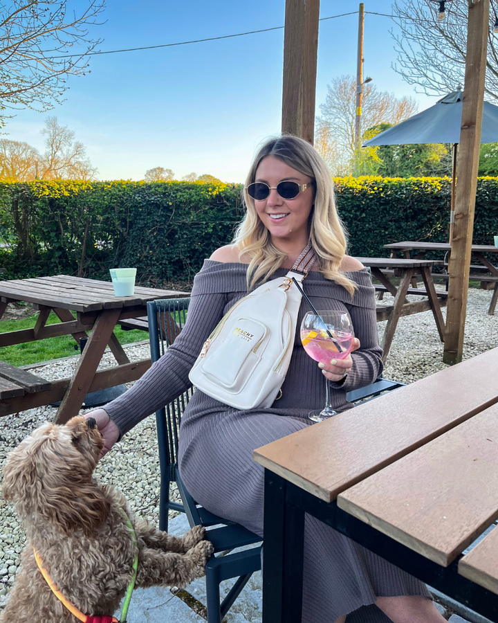 Dog Walking Bag - Cream Sling Bag
