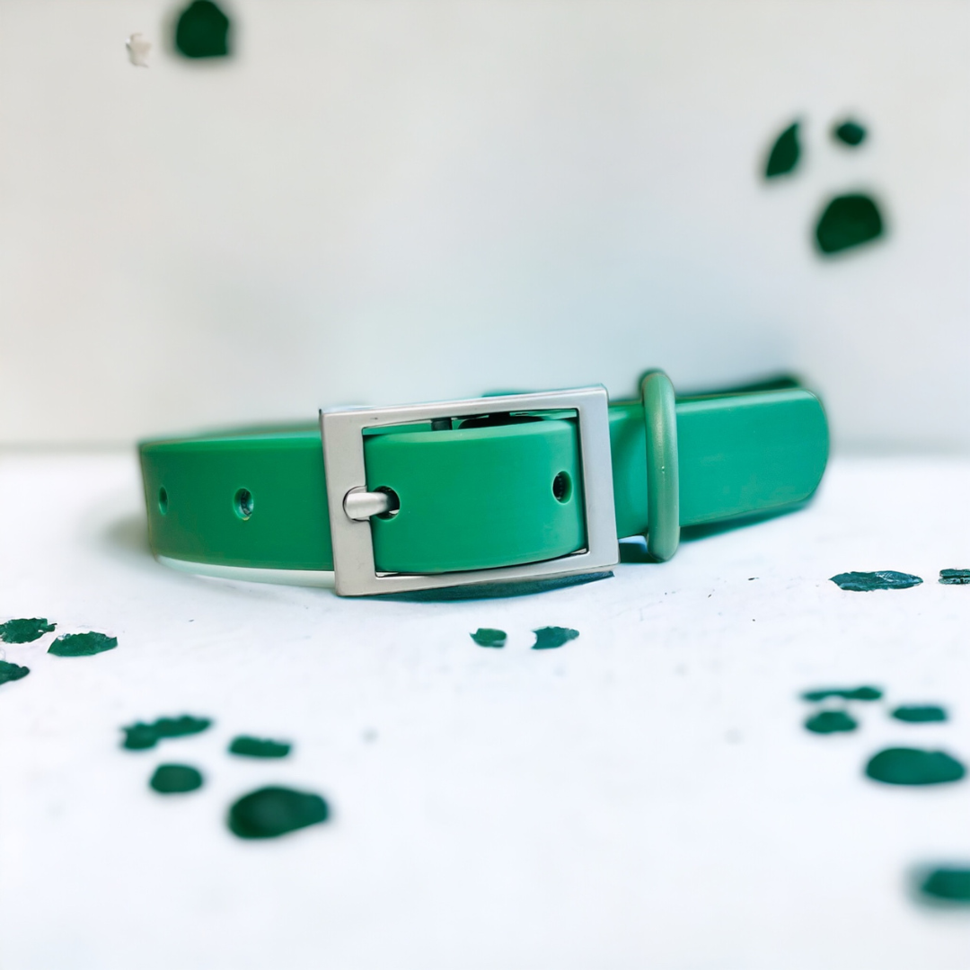 Wipeable dog collar green