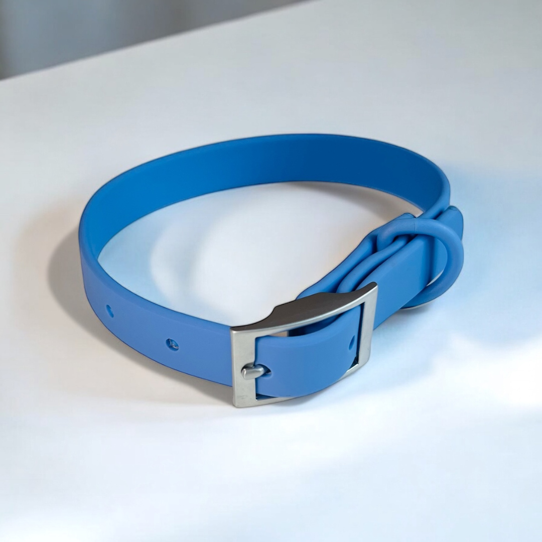 Waterproof dog collar in blue