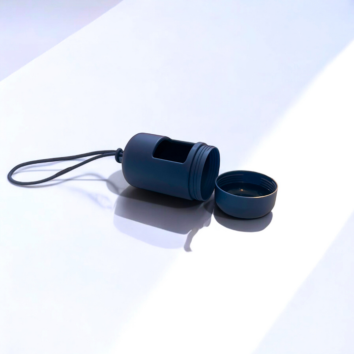 Dog poop bag dispenser in navy blue