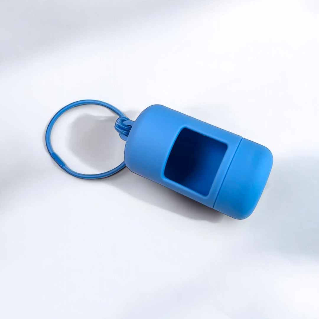 Blue dog poo bag dispenser